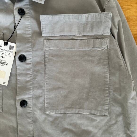 ZARA Men’s Front Big Pockets Overshirt Shirt Jacket Gray Size Large - Picture 6 of 7